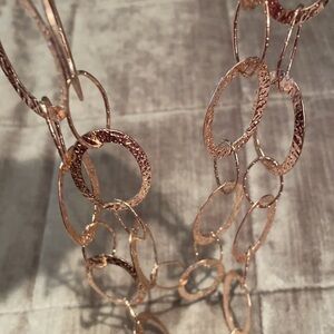 Hammered Metal Rosegold Double Loop Necklace NWOTS